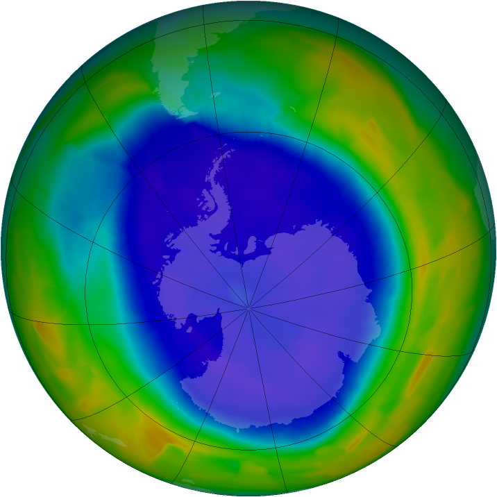 Antarctic ozone map for 15 September 2011